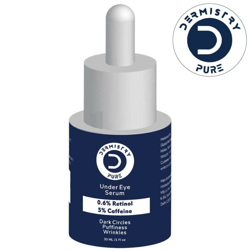 Dermistry Pure 0.6% Retinol 5% Caffeine Under Eye Serum Puffiness Fine Line Wrinkles Puffy Dark Eyes 