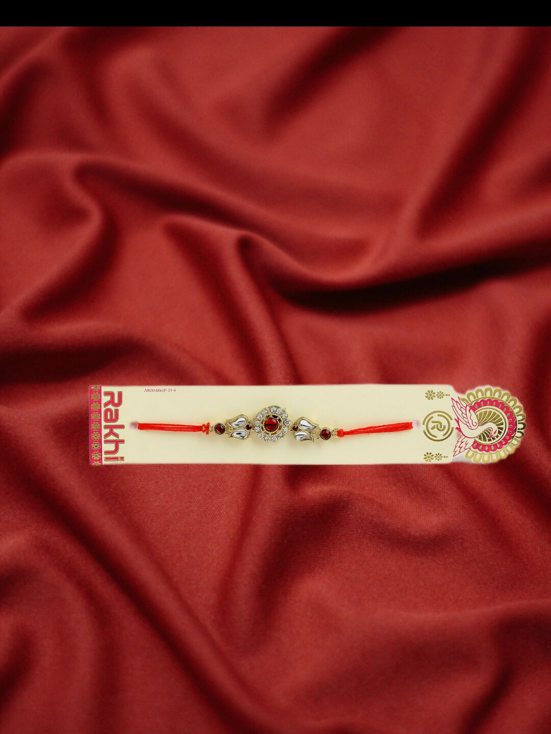 NVR Men Gold-Toned Stone-Studded Rakhi With Roli Chawal & Chocolate | Grab2Buy
