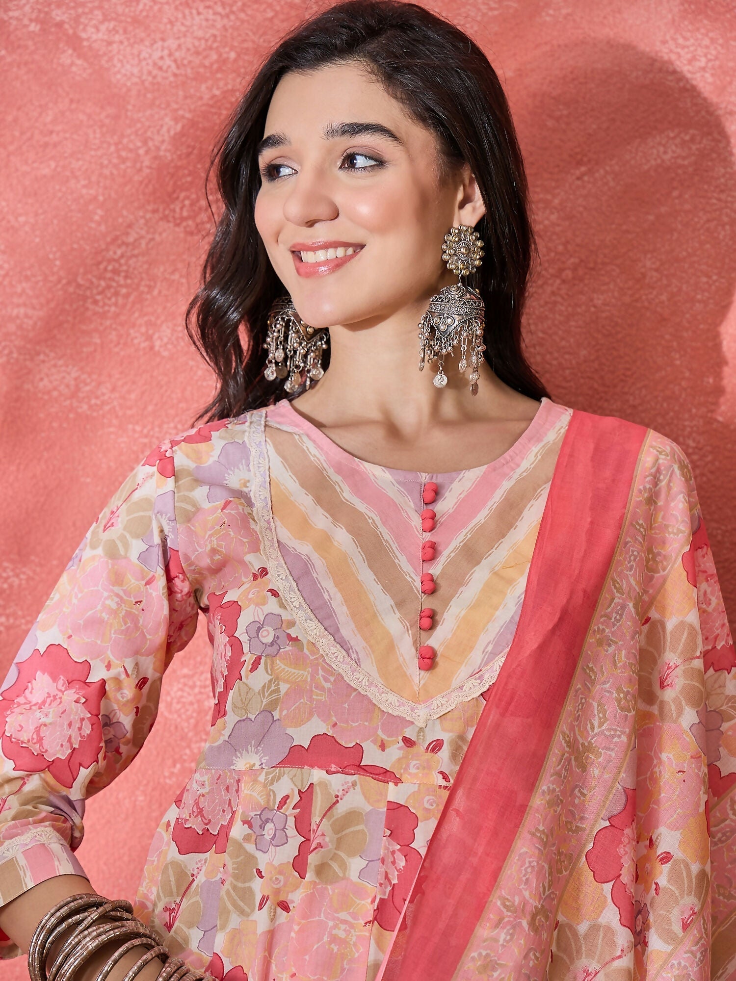 Joban Fashion Printed Pink Pure Cotton Kurta Set