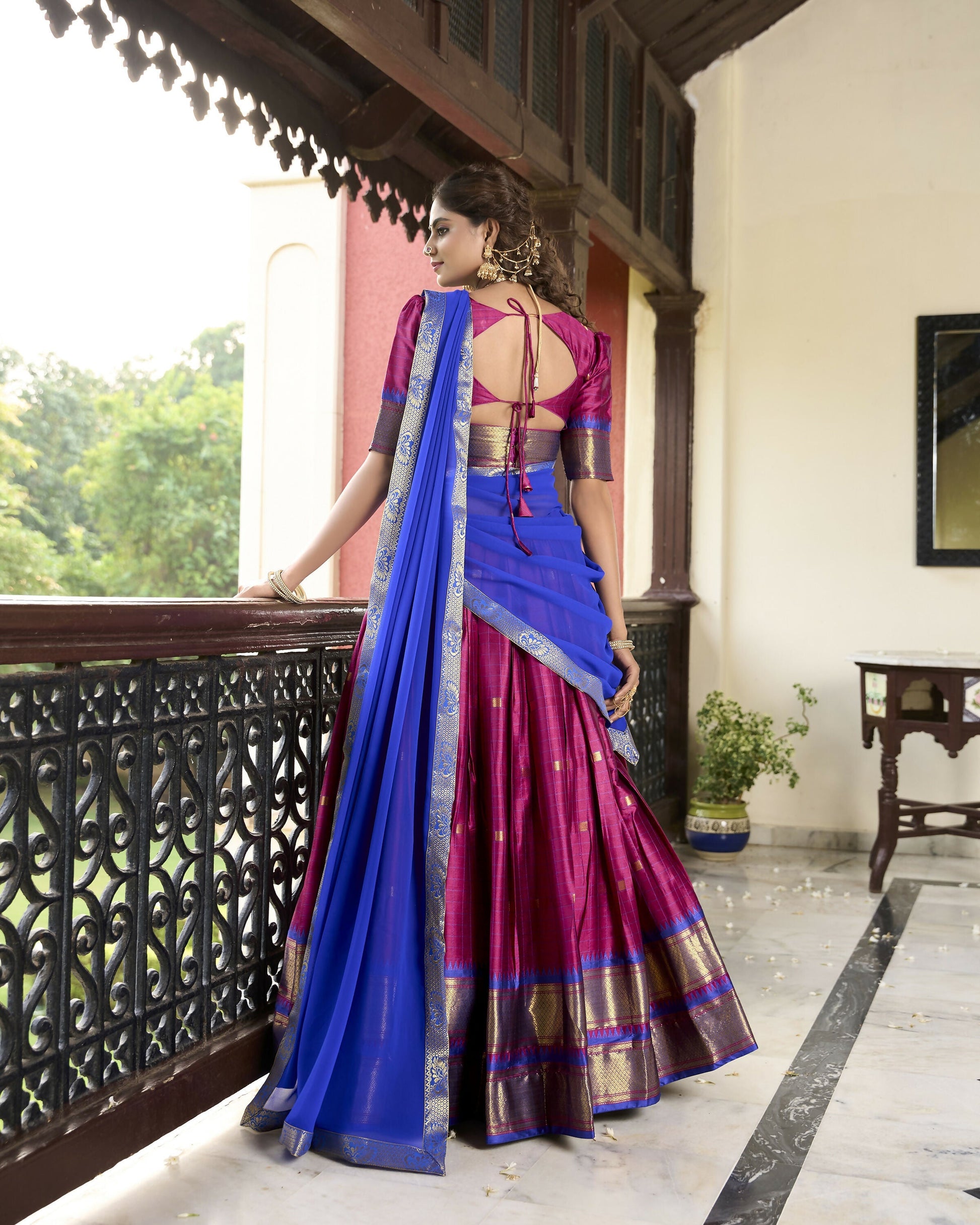 Lorenvalley Ranipink Cotton Silk Weaving Work With Paithani Concept Lehenga Choli 