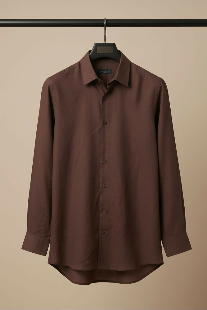 Earthline— Brown Cotton Shirt by Hilo Design