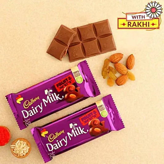 Elegant Meenakari Rakhi And Fruit N Nut Chocolates