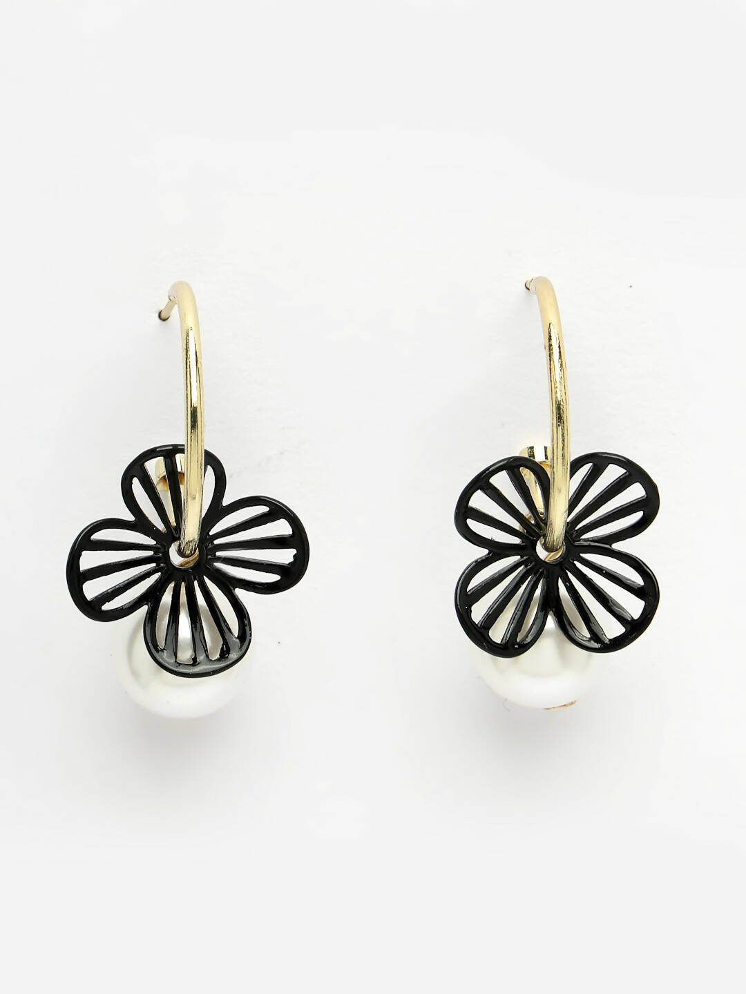 NVR Women Gold-Toned Teardrop Shaped Drop Earrings 