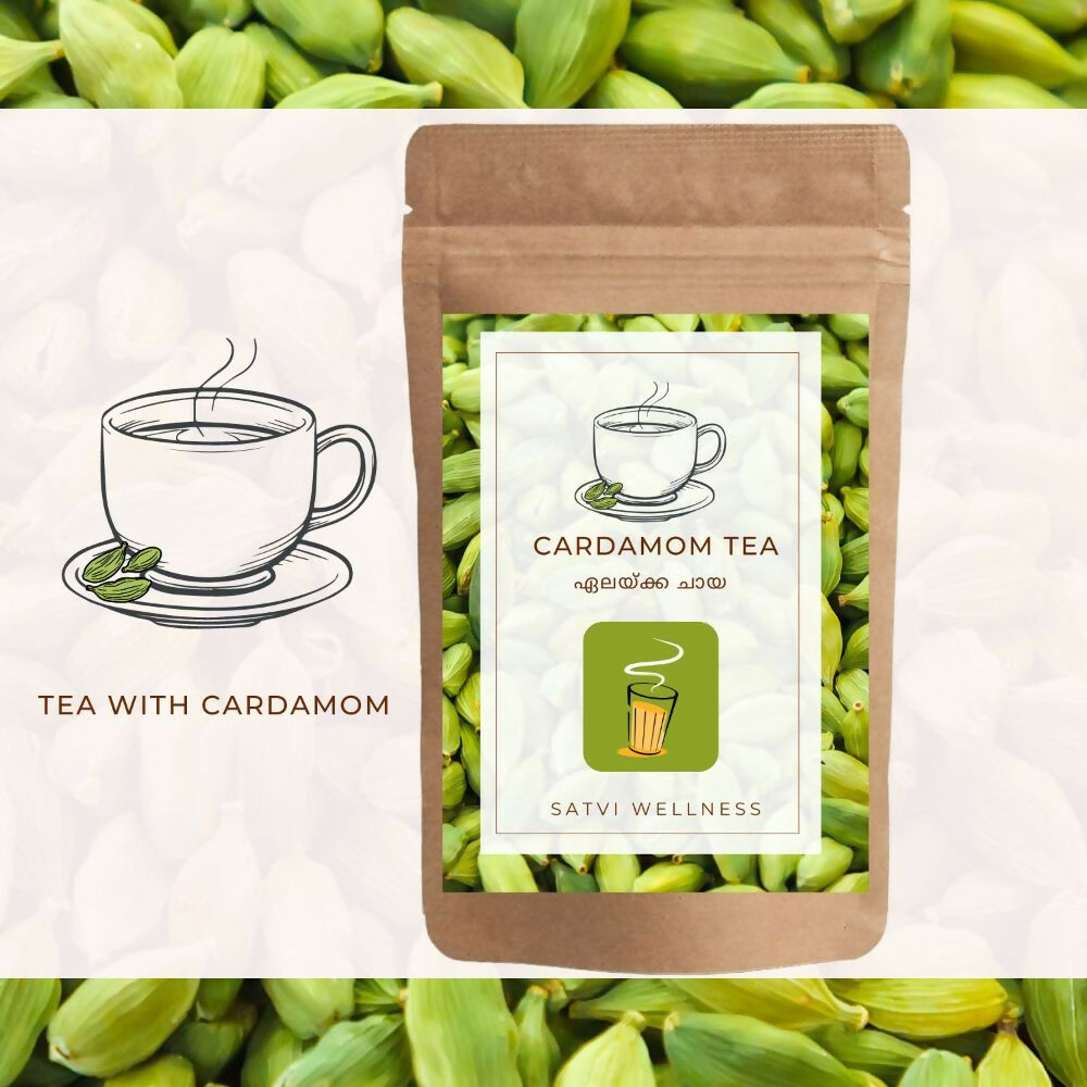 Satvi Wellness Cardamom Tea | Elachi tea | Natural Cardamon with Black Tea 