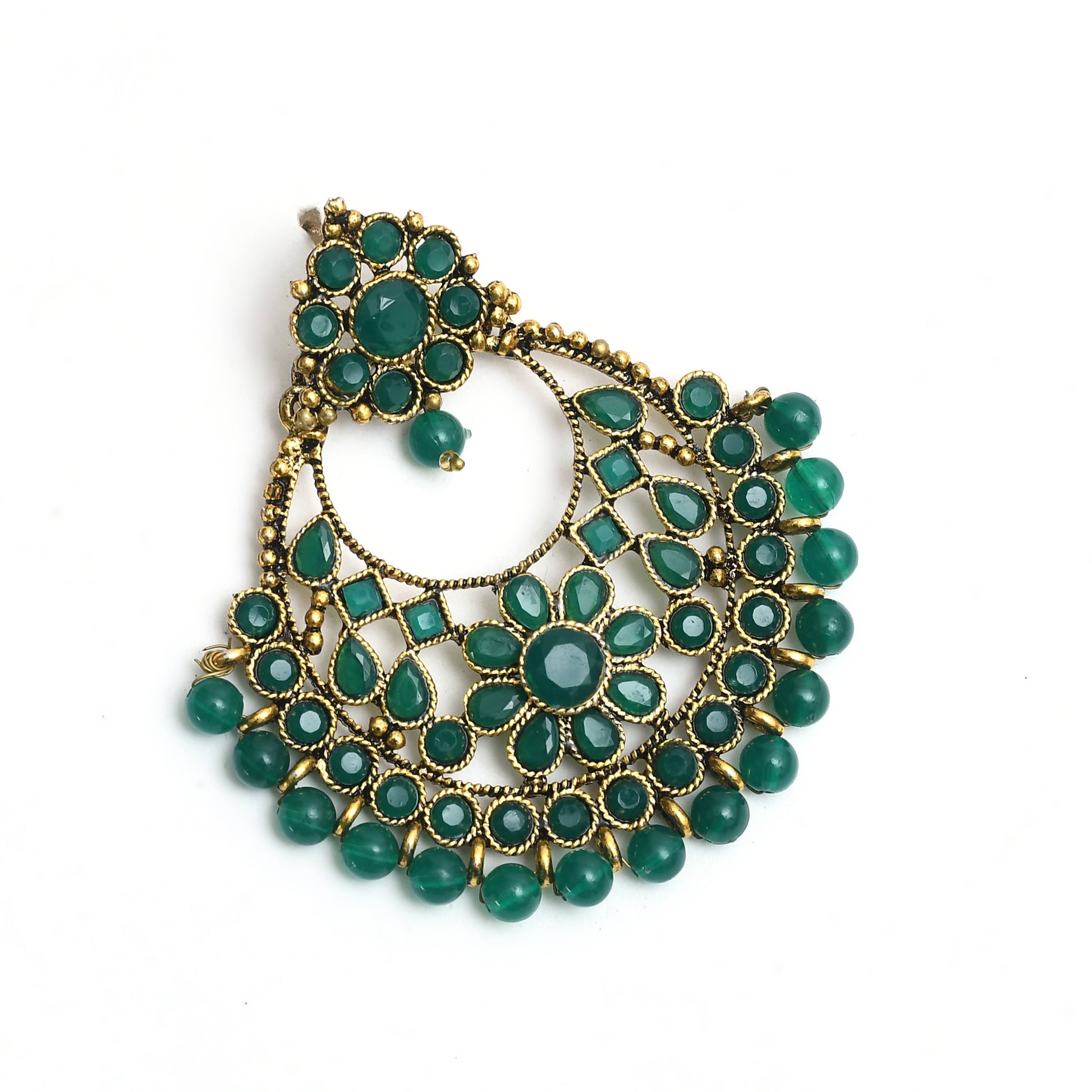 Mominos Fashion Johar Kamal Golden And Green Beaded Earrings - Grab2buy