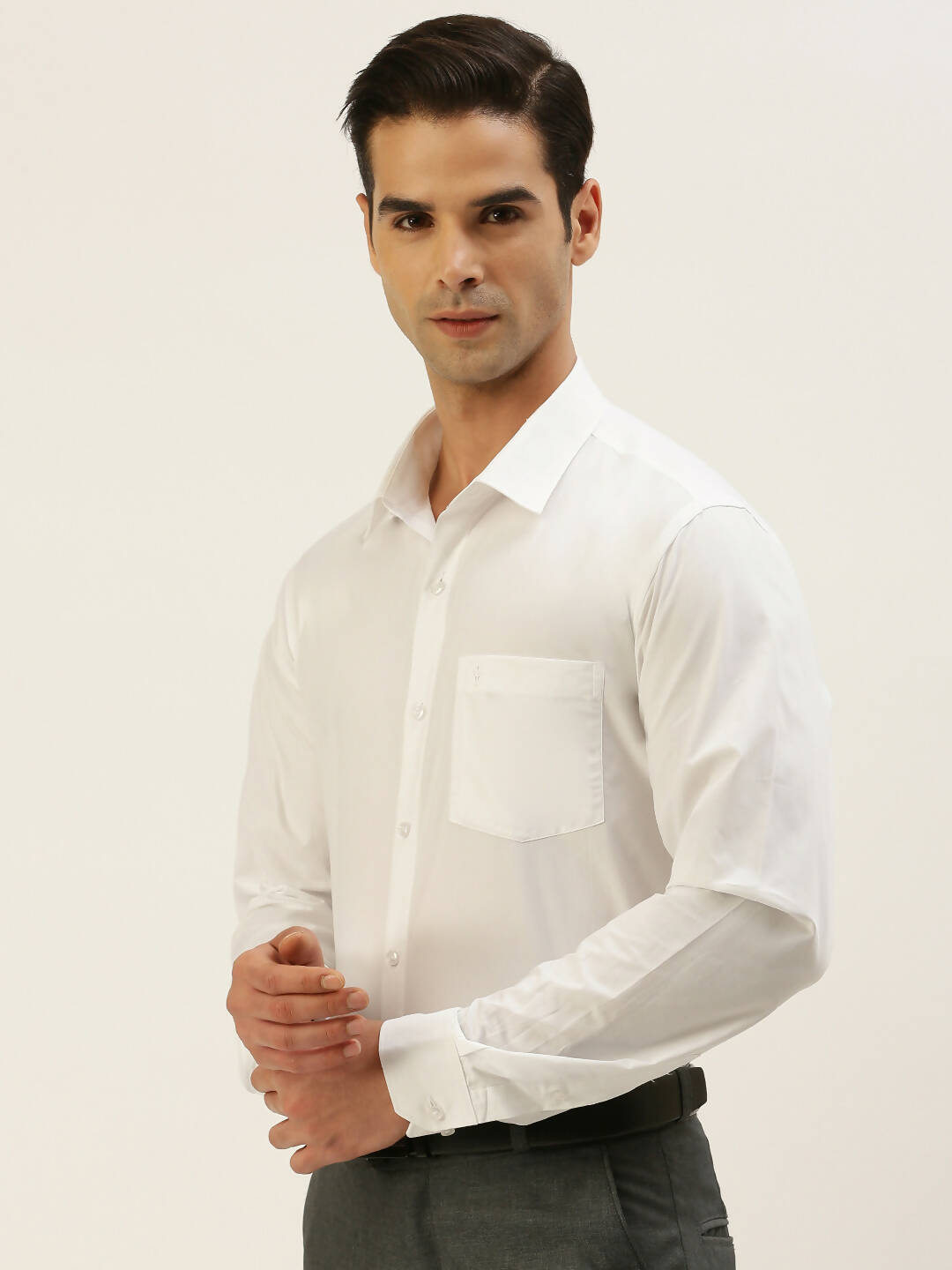 Ramraj Cotton Mens Full Sleeve White Shirt Plus Size - Breeze Cotton 