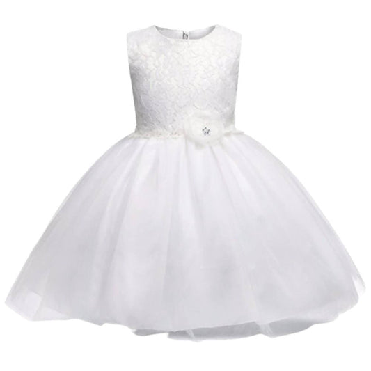 Asmaani Baby Girl's White Colour Satin A-Line Maxi Full Length Dress (AS-DRESS_22091) - Grab2buy