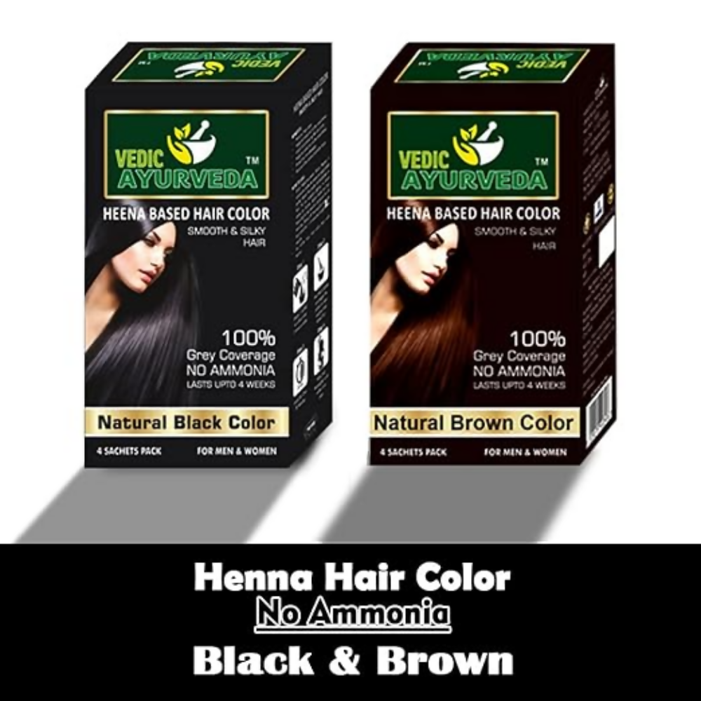 VedicAyurveda Natural Henna Hair Color No Ammonia Black & No Ammonia Dark Brown  Grab2Buy VedicAyurveda Grab2Buy