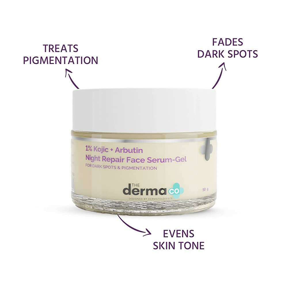 The Derma Co 1% Kojic + Arbutin Night Repair Face Serum Gel  Grab2Buy The Derma Co Grab2Buy