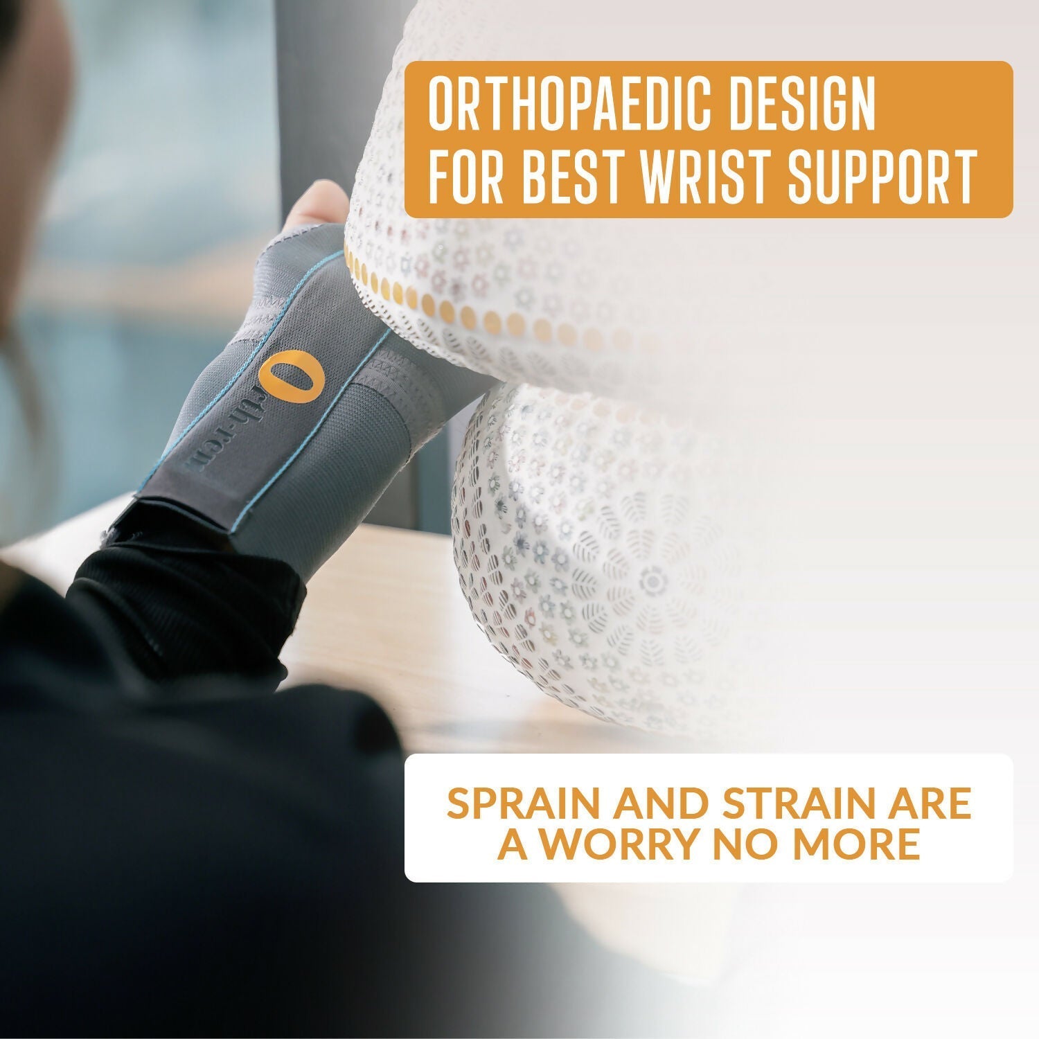 Orth-rem Elastic Wrist Support Brace For Right Hand with Removable Aluminum Splint 