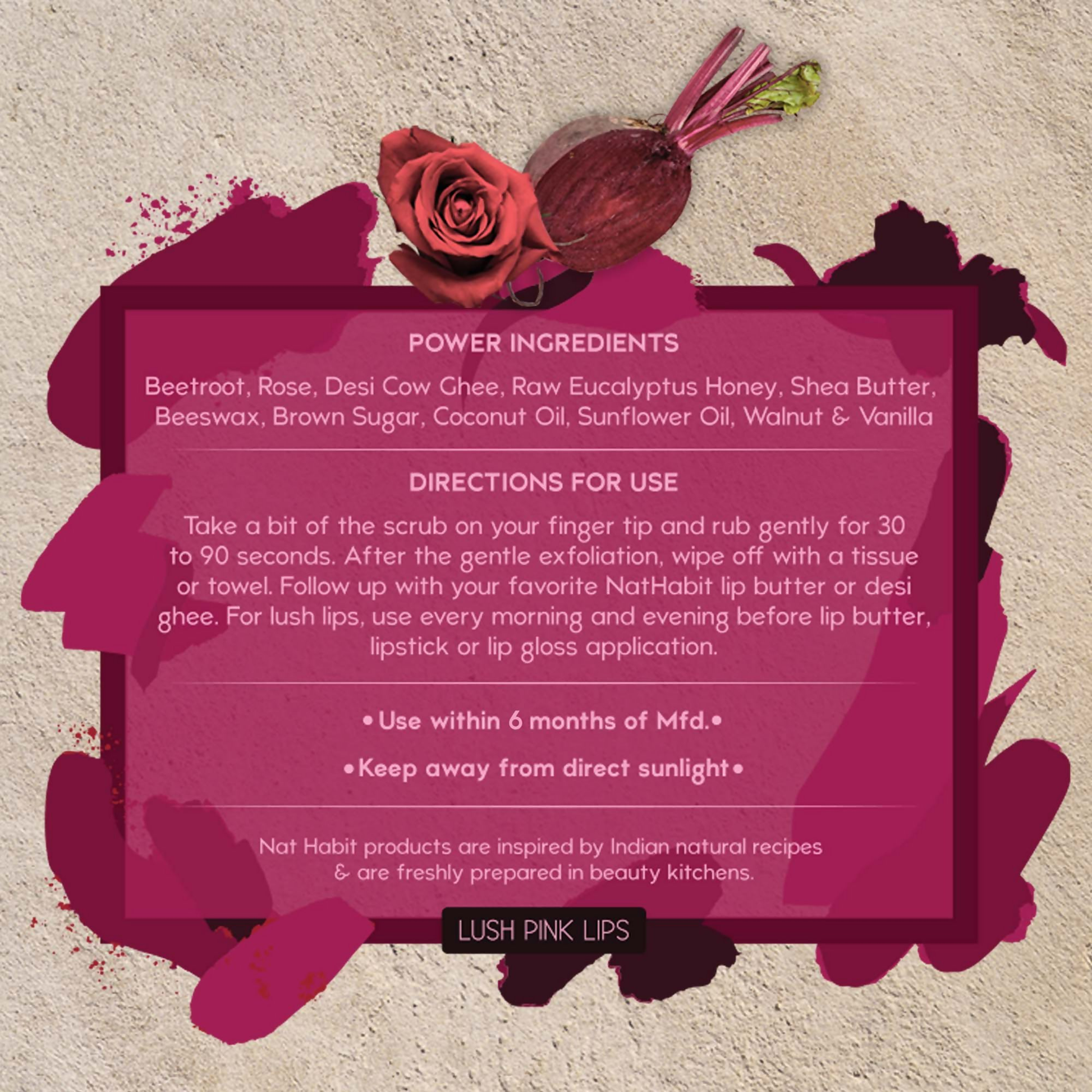 Nat Habit Beetroot Rose Fresh Lip Scrub 