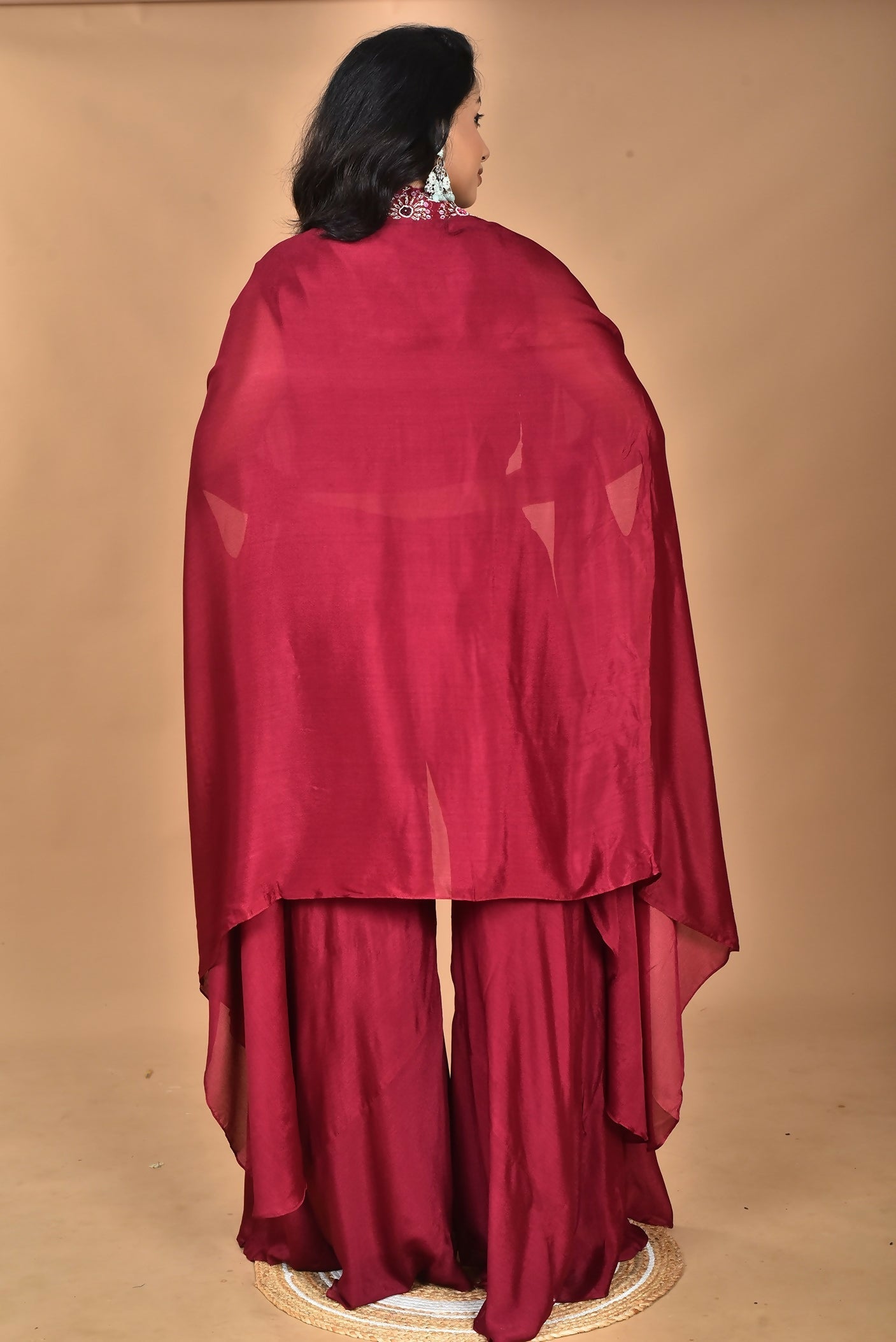 Morchari Women And Hand Embroidery Palazzo Set-Magenta 
