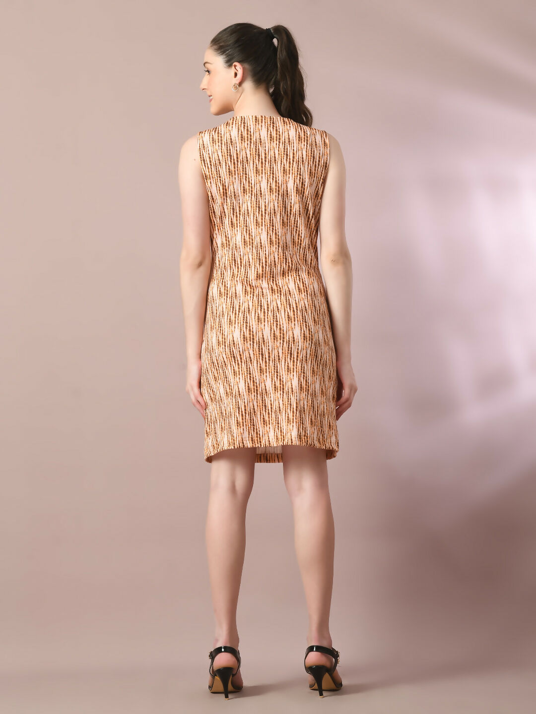 Myshka Women's Multi Printed Cowl Neck Bodycon Party Dress