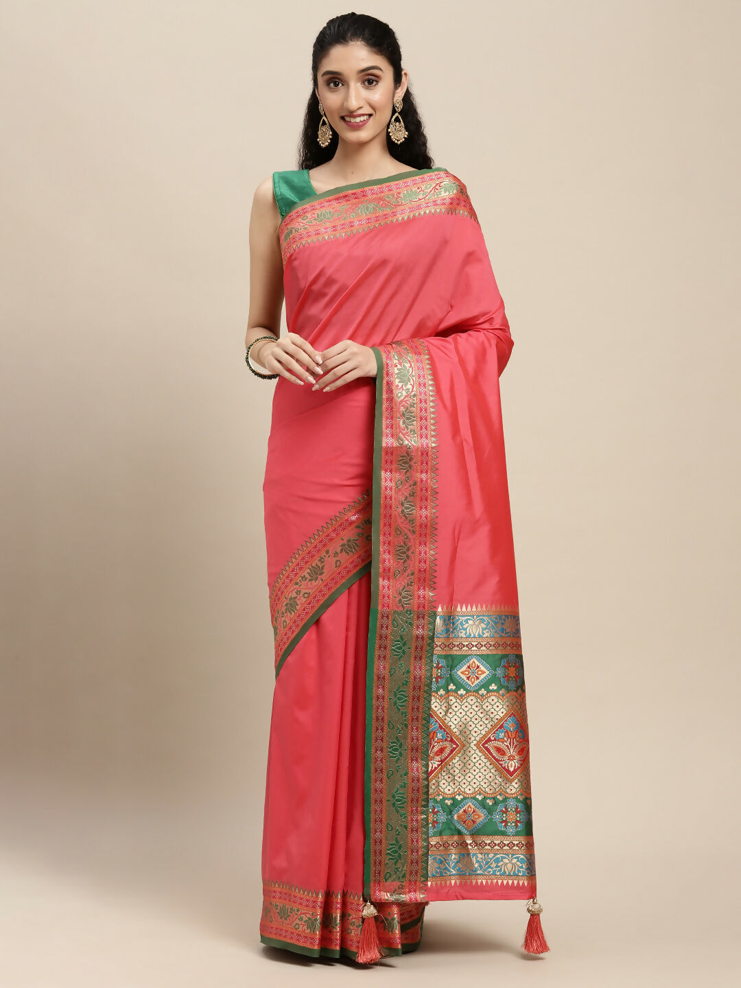 Shree Shyam Fashion Silk Blend Gajari Saree