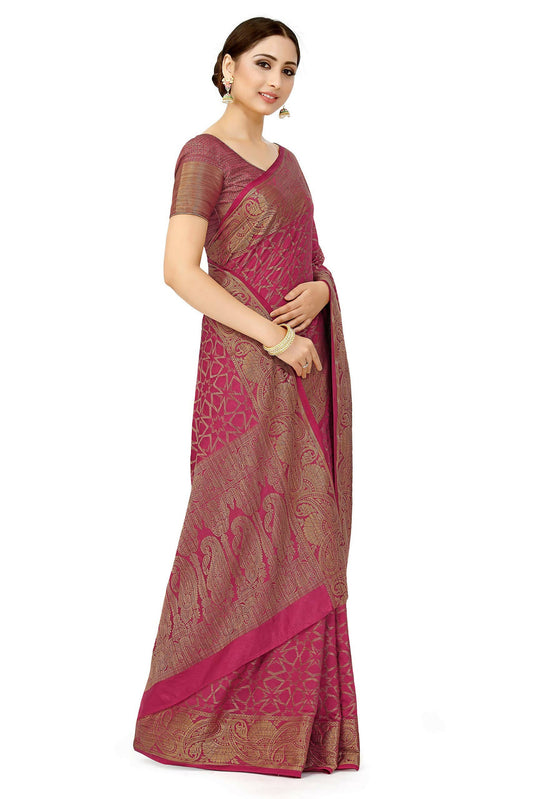 Mimosa Women's Pink Patola Art Silk Saree