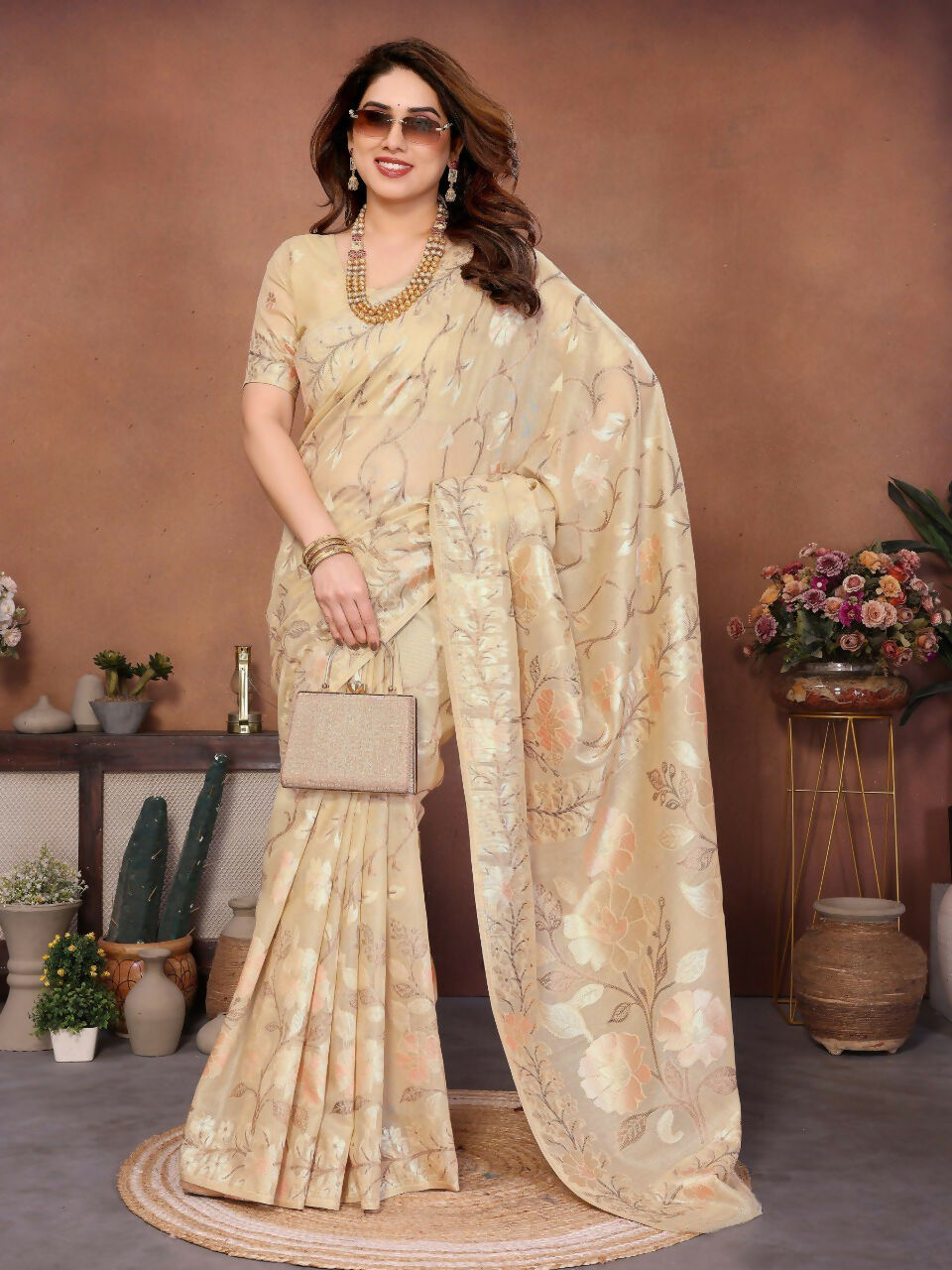 Teeya Creation New Latest Trendy Wedding Wear Pashmina Silk Saree-Yellow