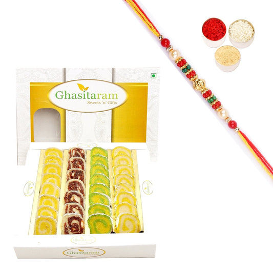 Ghasitaram Assorted Moons Box With Pearl Beads Rakhi 