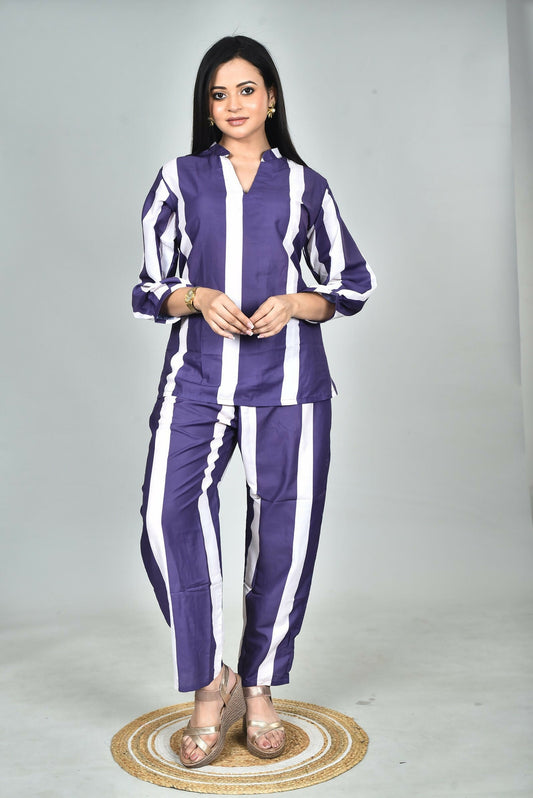 Morchari Digital Print Semi Muslin Co-Ord Set Top & Trouser-Multicolor 