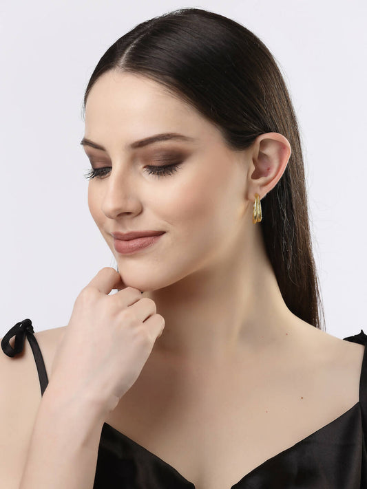 NVR Women Gold-Plated Alloy Circular-Shaped Half Hoop Earrings - Grab2buy