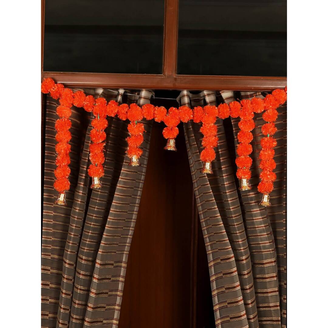 Tied Ribbons Orange Hanging Marigold Flowers Garland 