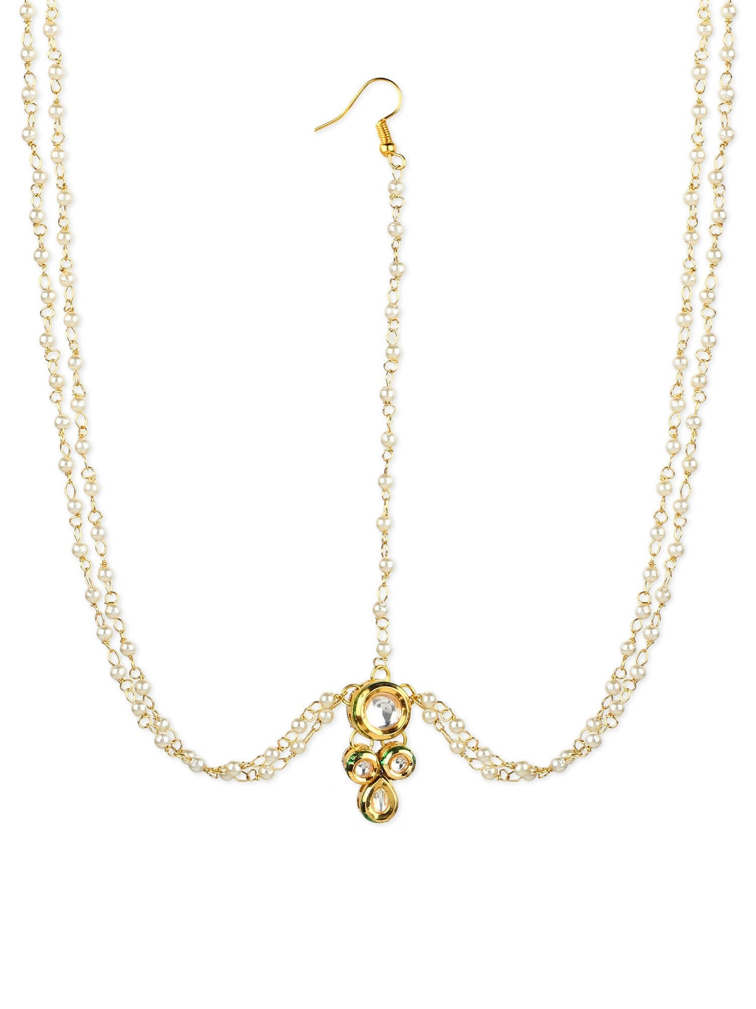 Gold-Polished Kundan Head Jewellery - Ruby Raang | Swadesiicart