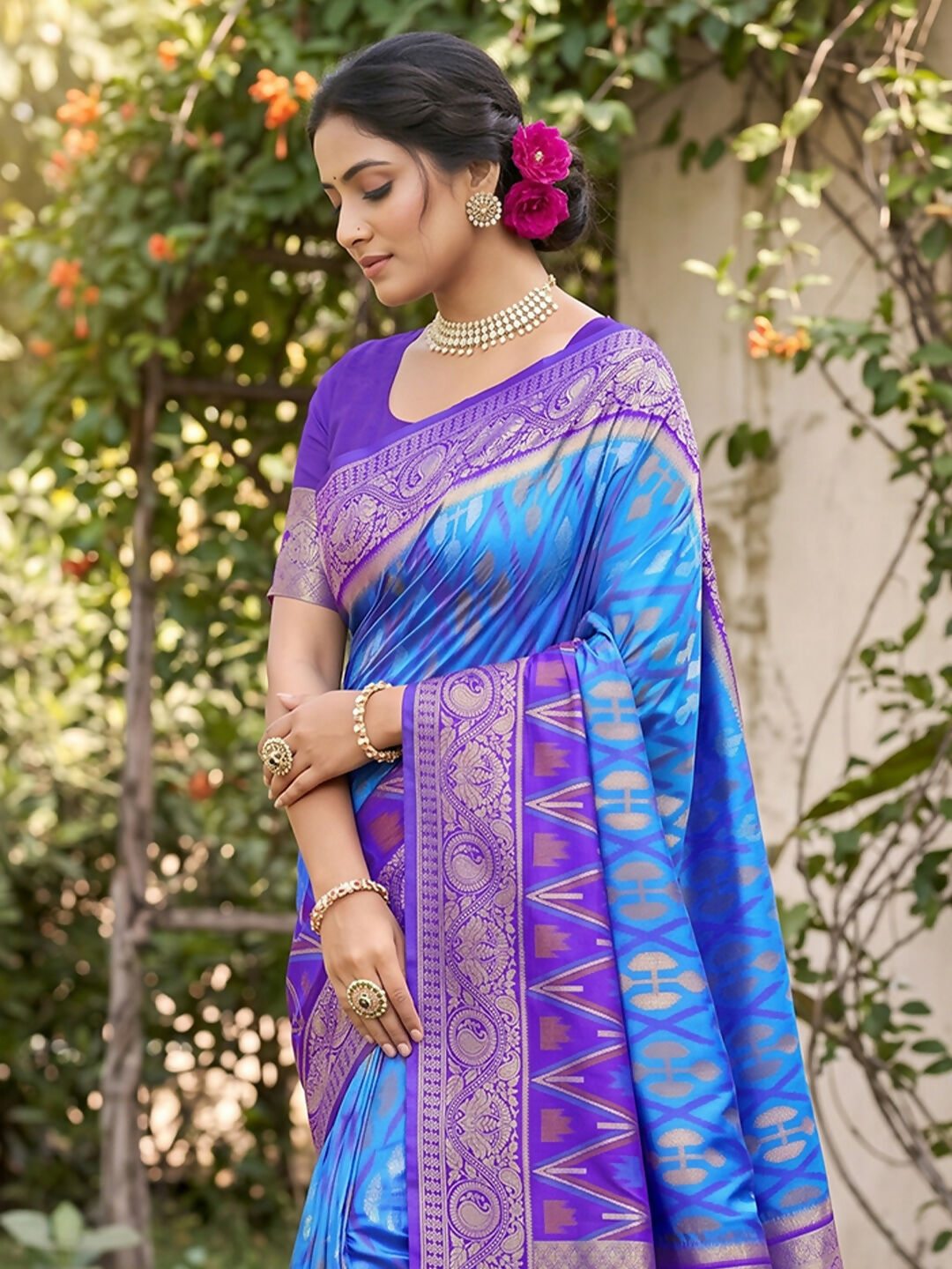 Shree Shyam Fashion Sky Blue Soft Silk Saree