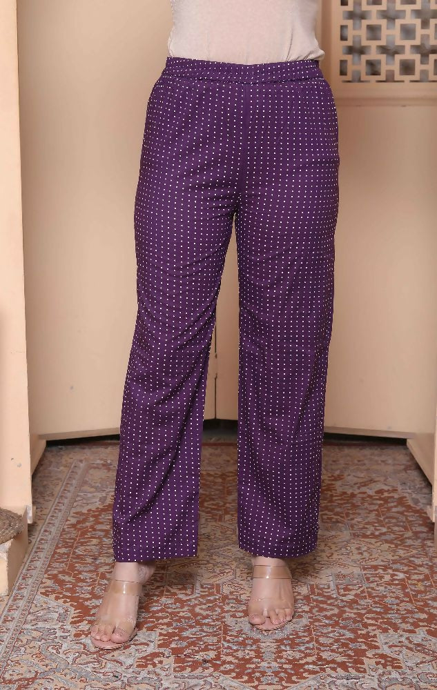 Miravan Womens Purple Printed Kurta With Palazzo