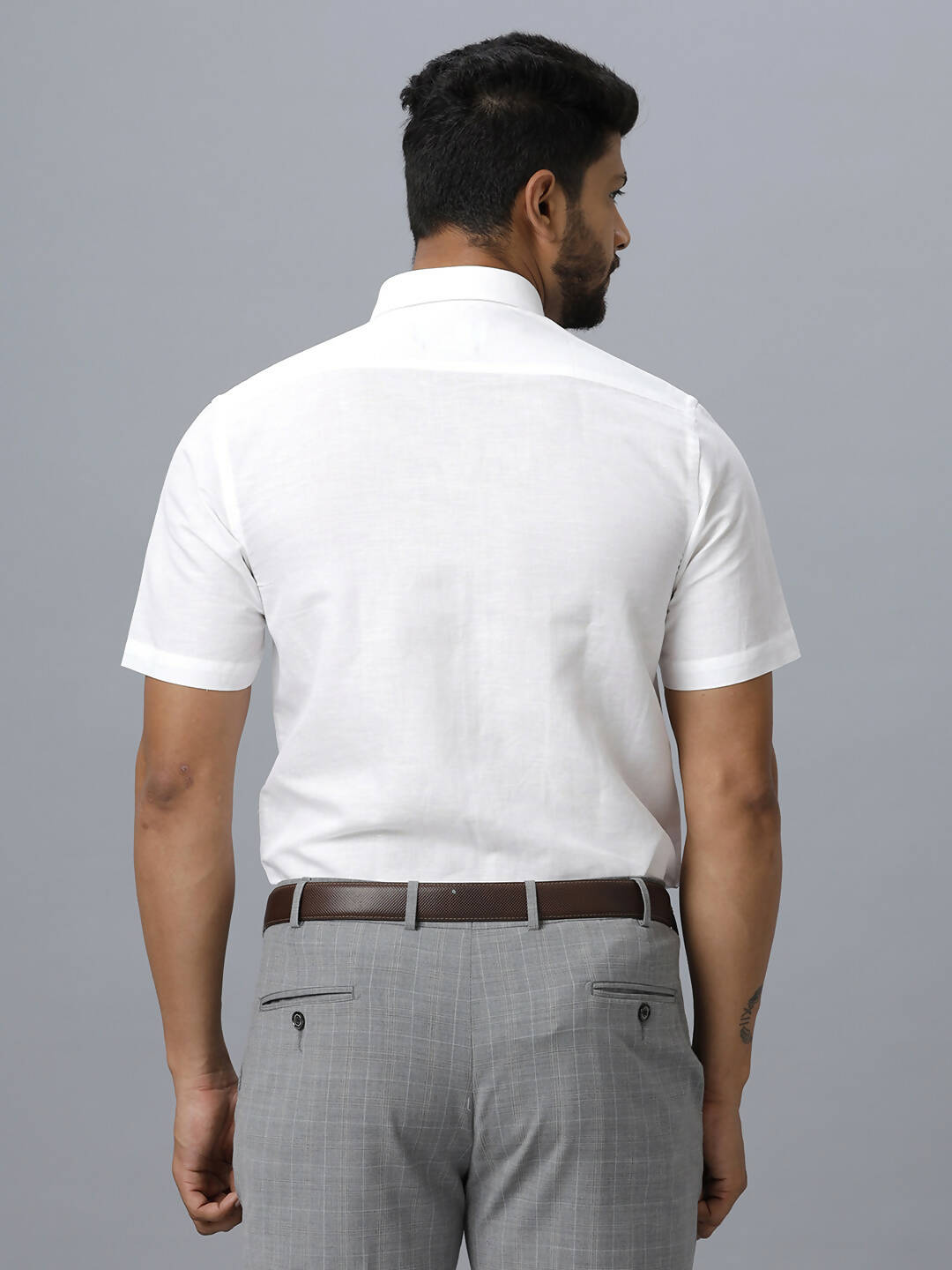 Ramraj Cotton Mens Half Sleeve Formal 100 % Cotton White Shirt 