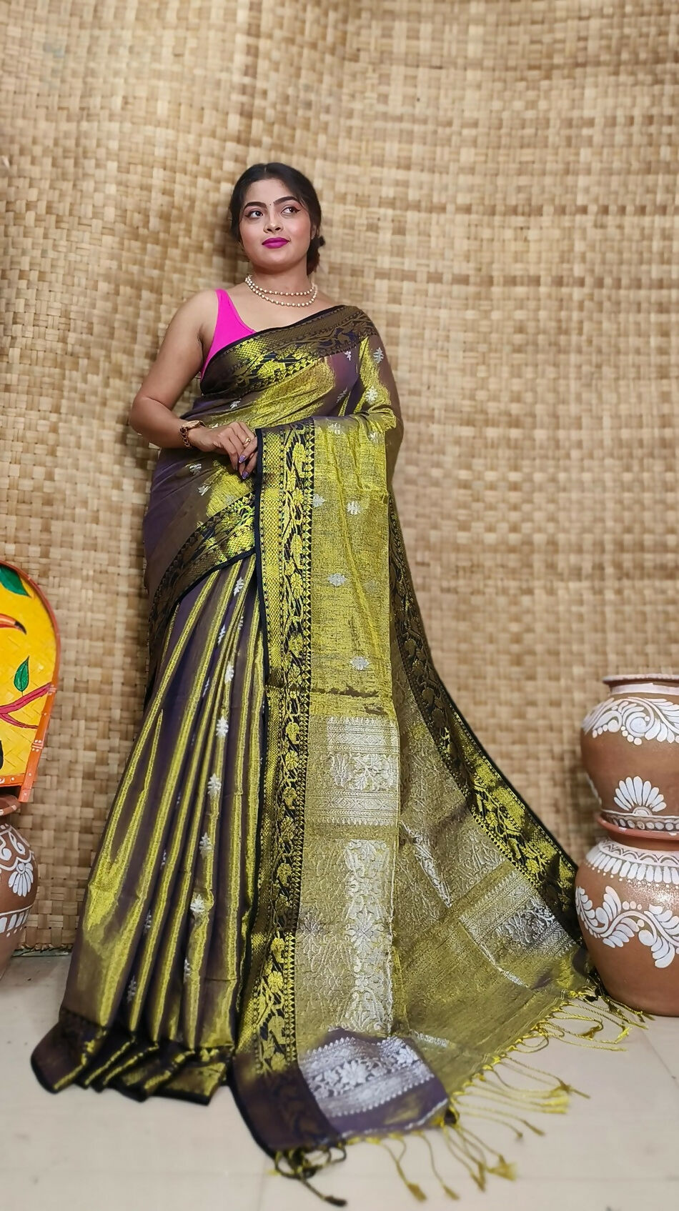 Exclusive Collection Bronze Beautiful Tissue Benarasi Grab2Buy 