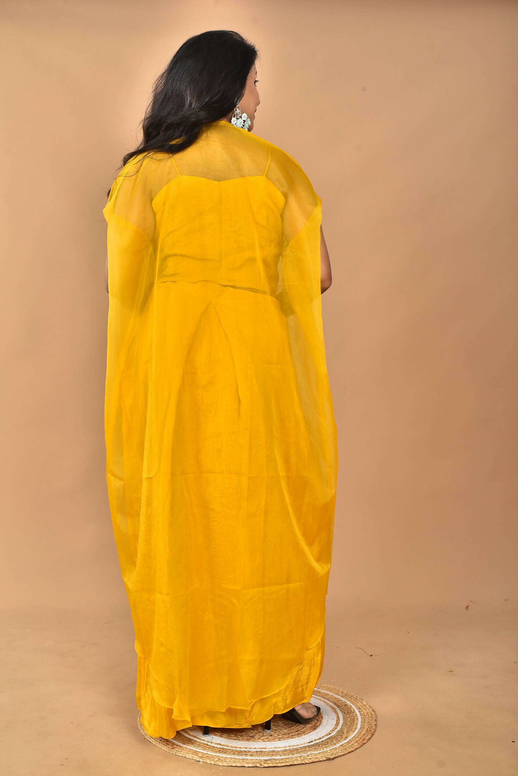 Morchari Women Hand Embroidery Crop Top-Yellow 