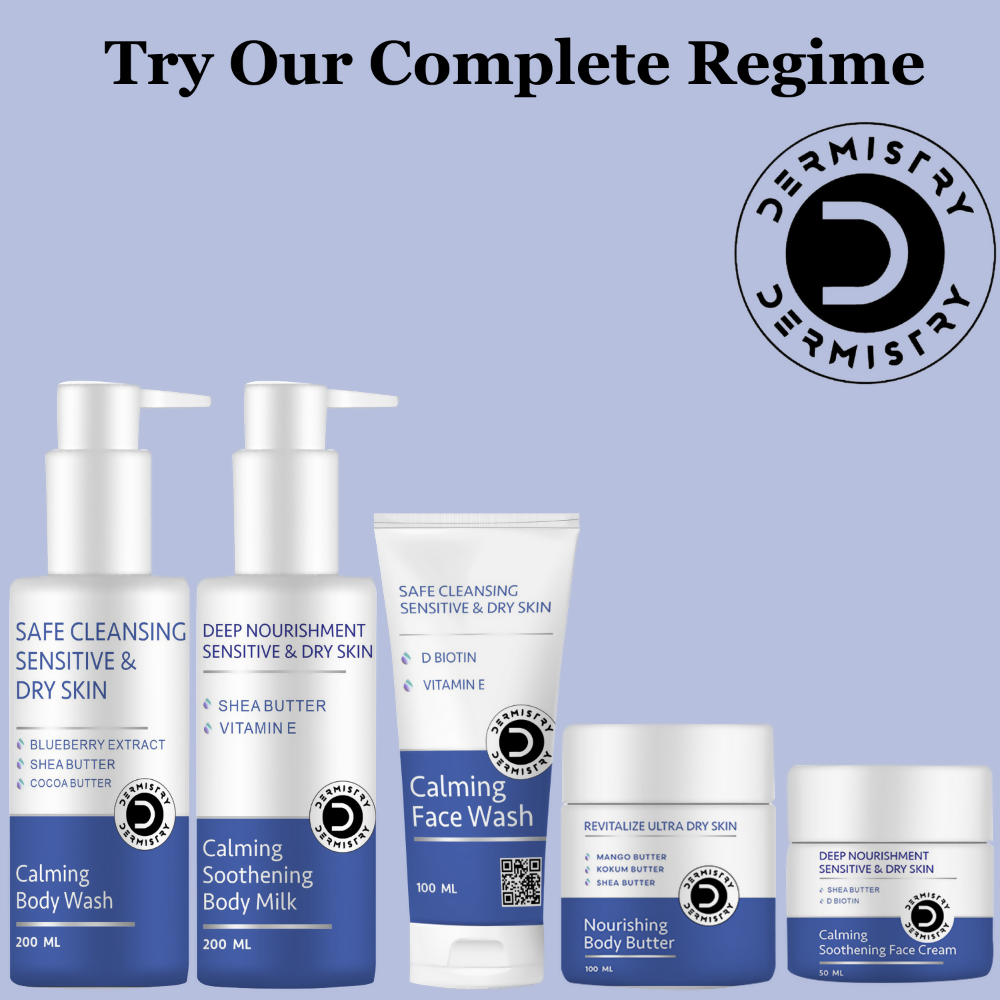 Dermistry Sensitive & Dry Skin Care Calming Soothing Face Wash Safe Cleansing D Biotin & Vitamin E 
