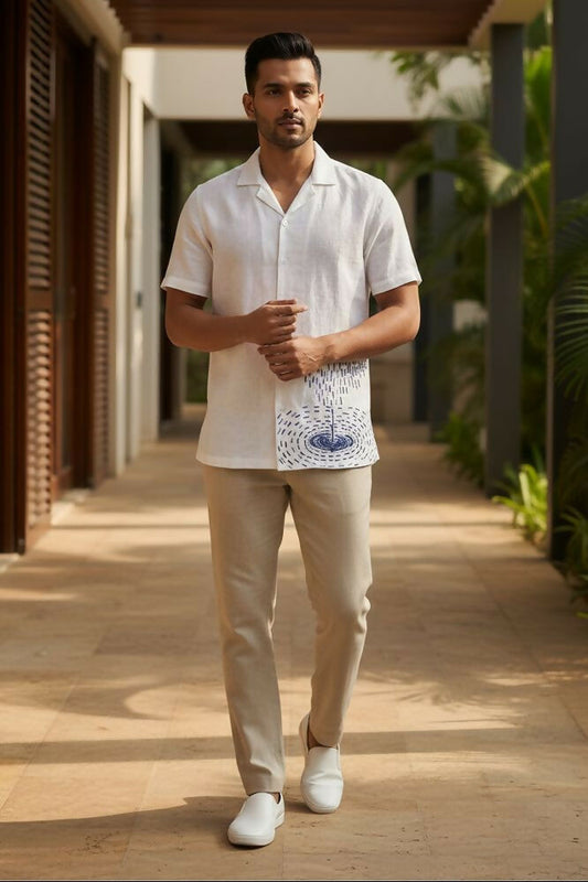 Nivra — White Embroidered Linen Shirt by Hilo Design