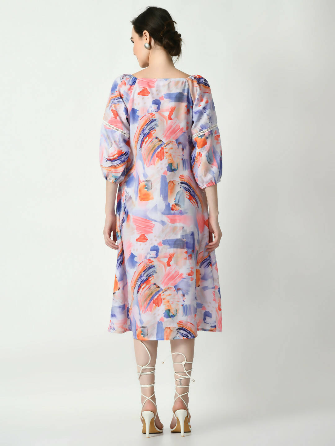 Myshka Women's Multi Abstract Printed A-Line Dress