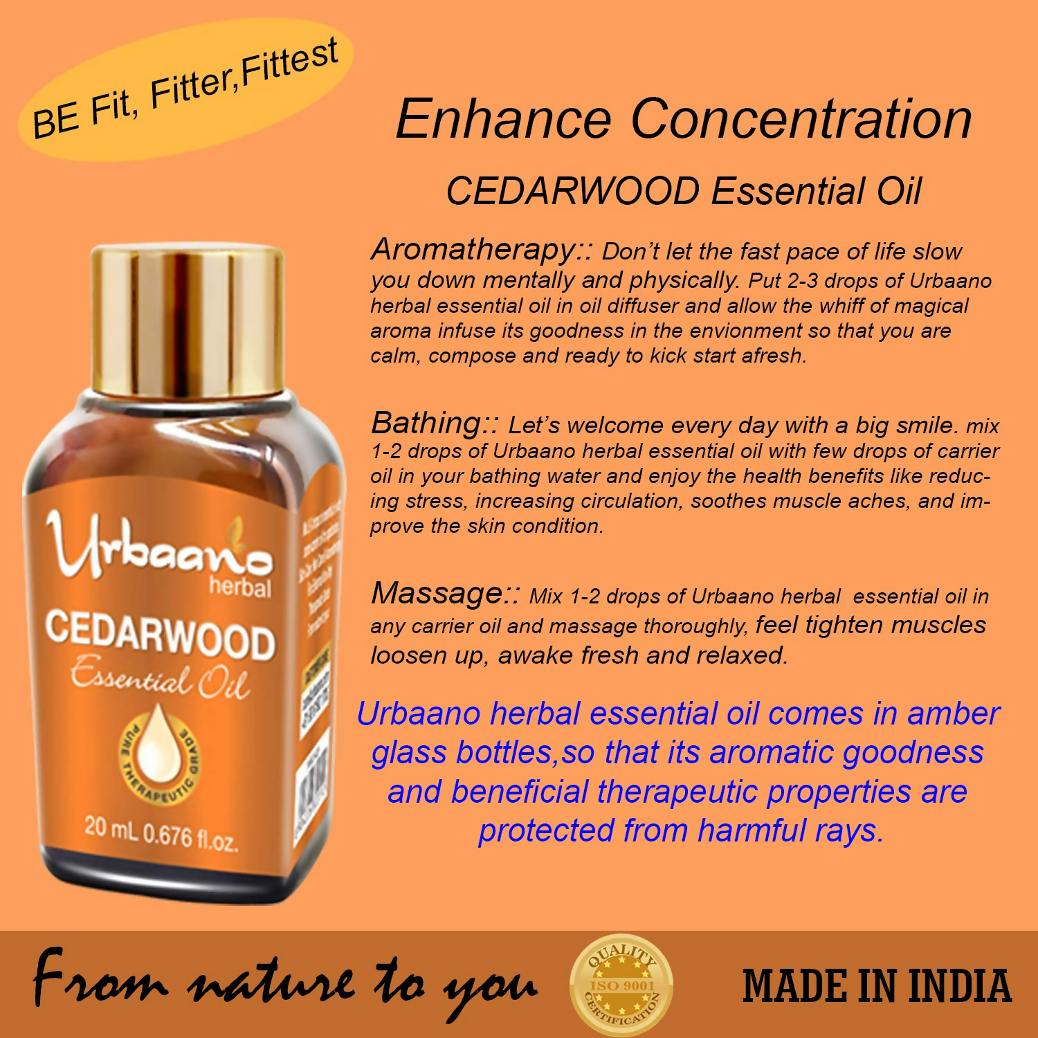 Urbaano Herbal Cedarwood Essential Oil 