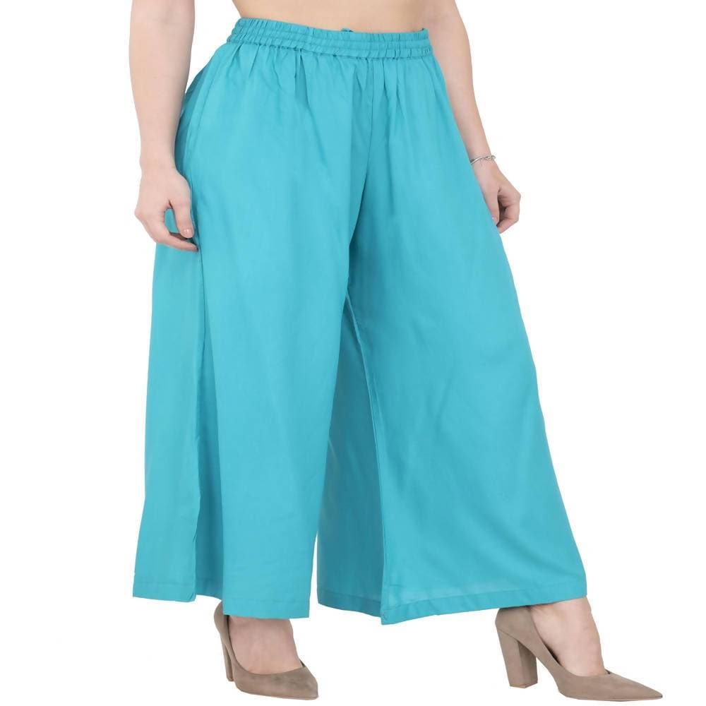 Lagi Women's Turquoise Blue Solid Palazzo (PLZ04H) 