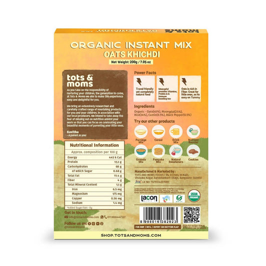 Tots and Moms Organic Oats Khichdi Instant Mix - Grab2buy