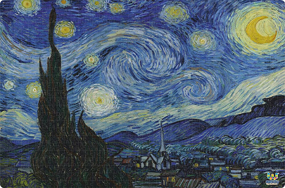 Webby Wooden Starry Night Painting Jigsaw Puzzle-1000 Pcs  Grab2Buy Webby Grab2Buy
