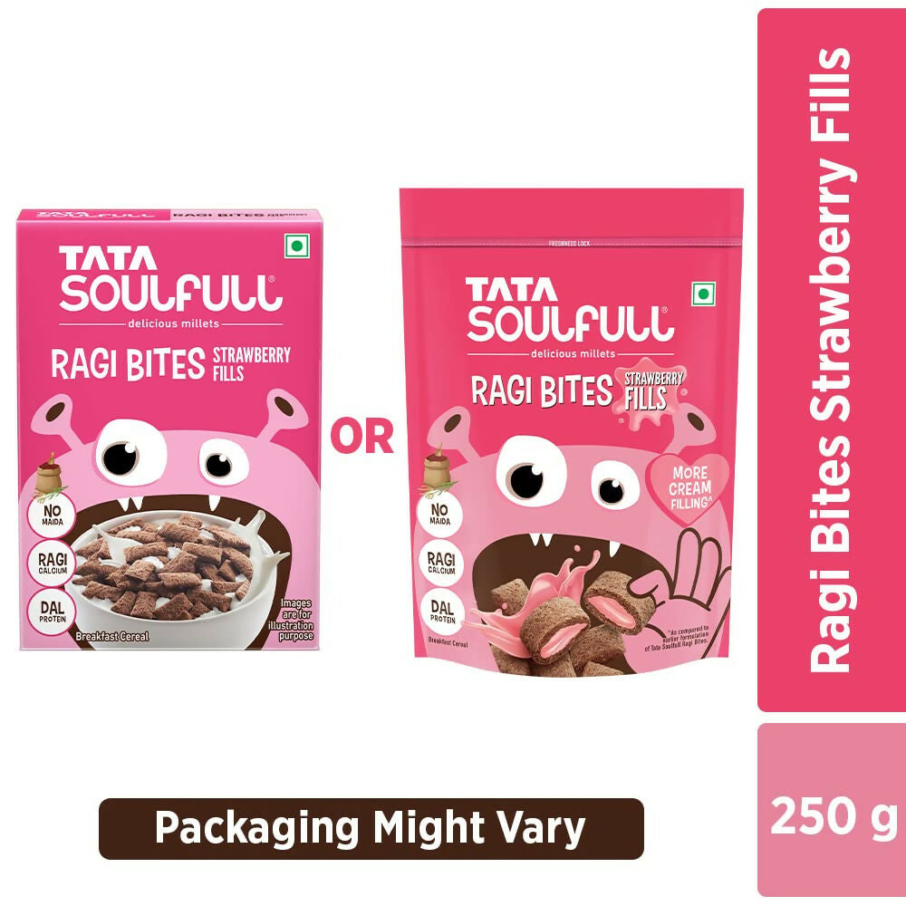 Tata Soulfull Ragi Bites Strawberry Fills Breakfast Cereal - Grab2buy