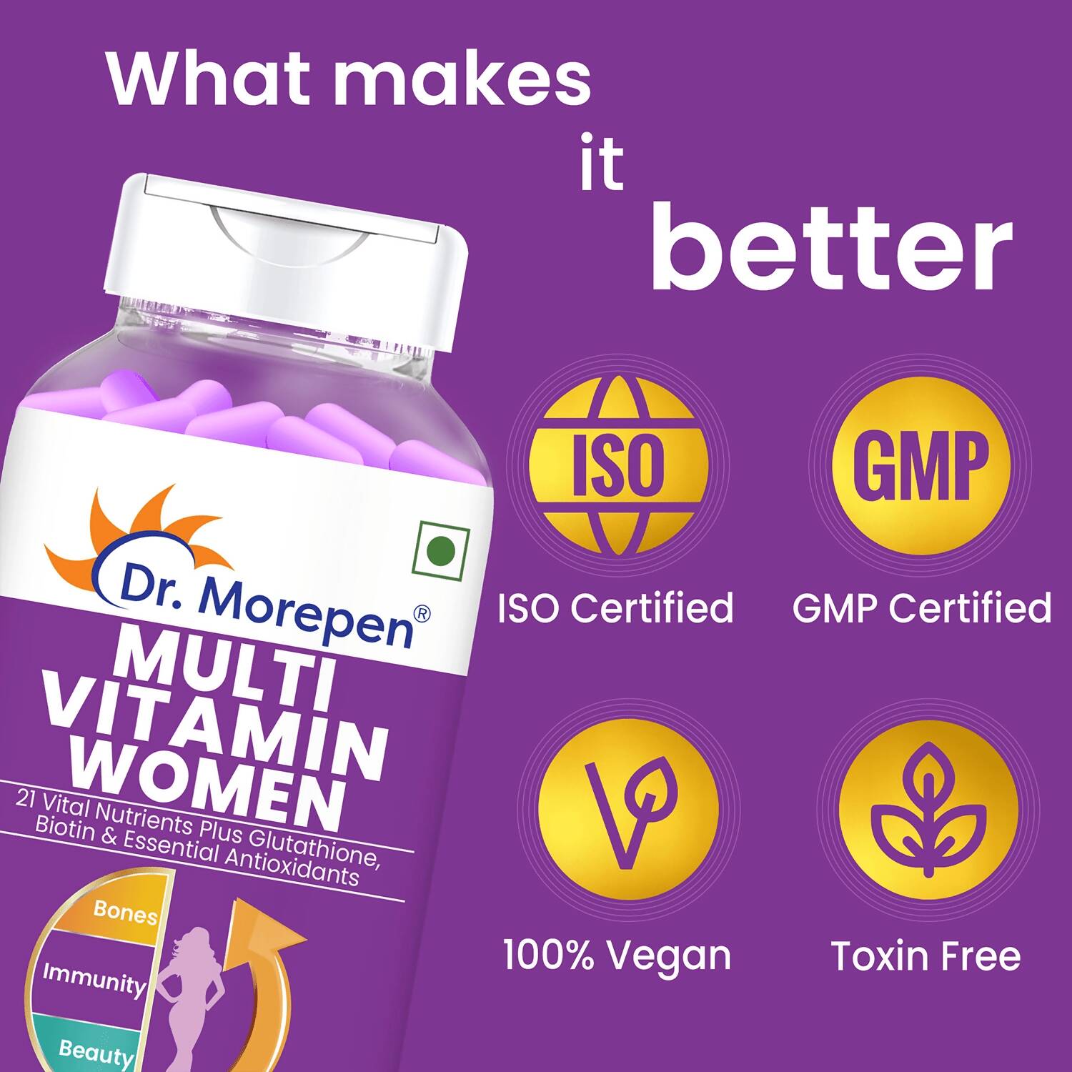 Dr. Morepen Biotin+ Advanced Tablets and Multivitamin Women Tablets Combo 