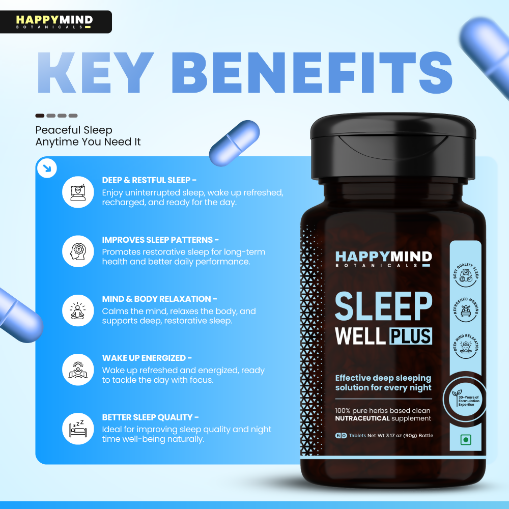 HappyMind Botanicals Sleep Well Plus Veg Tablets 