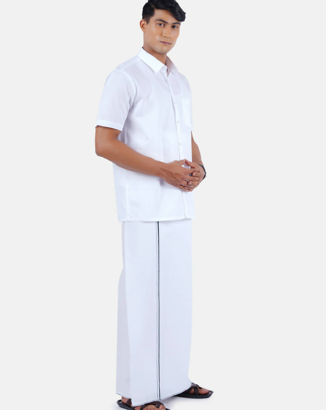 Ramraj Cotton Mens 100% Cotton Half Sleeve White Shirt 