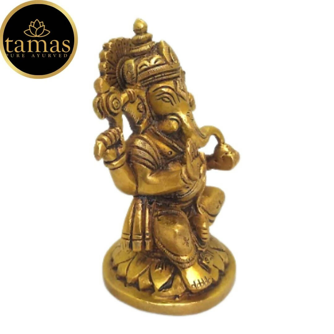 Tamas Brass Lord Ganesha Idol for Home & Office Temple (Golden) - Grab2buy