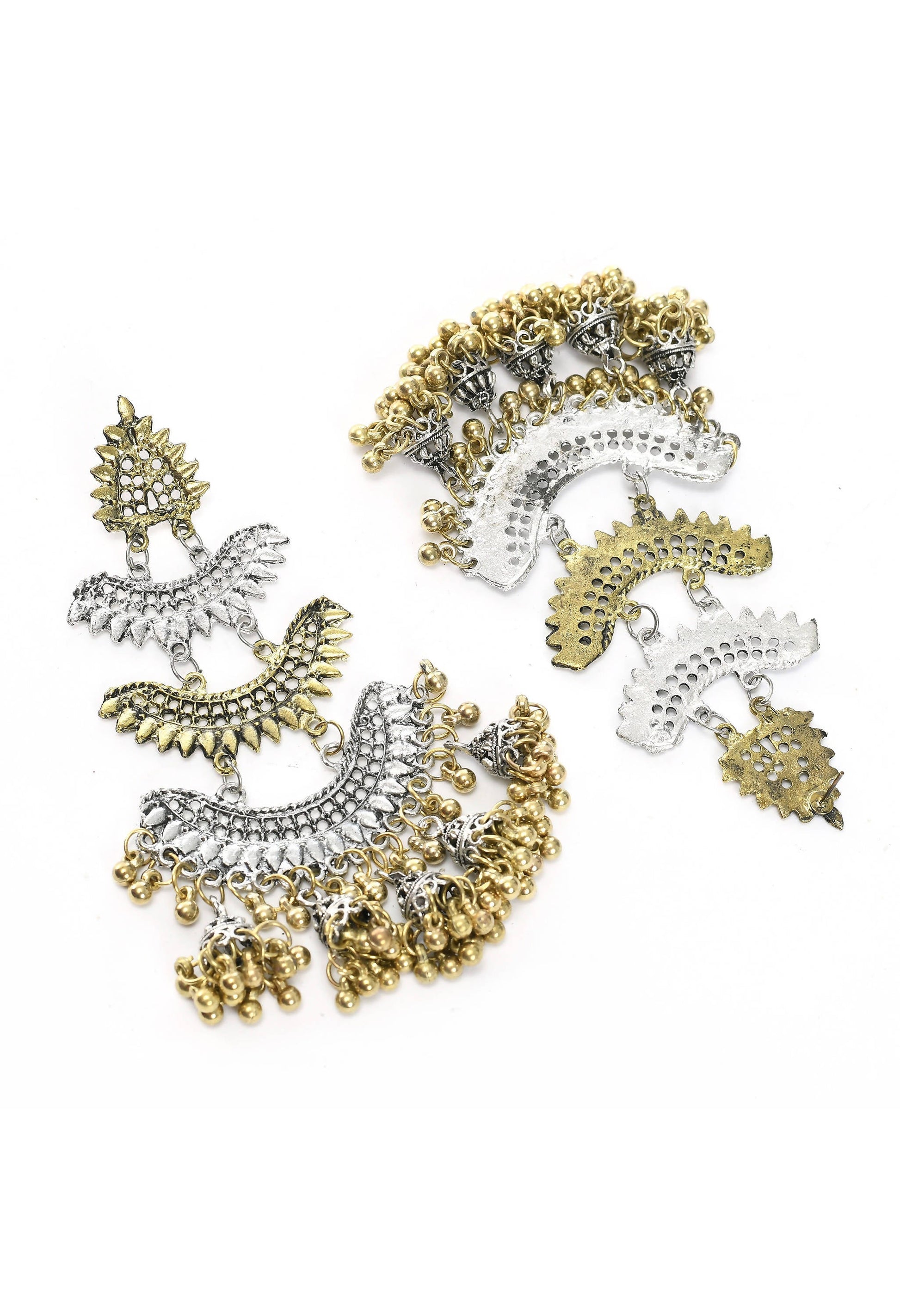 Mominos Fashion Johar Kamal Beautiful Silver & Gold Earrings - Grab2buy