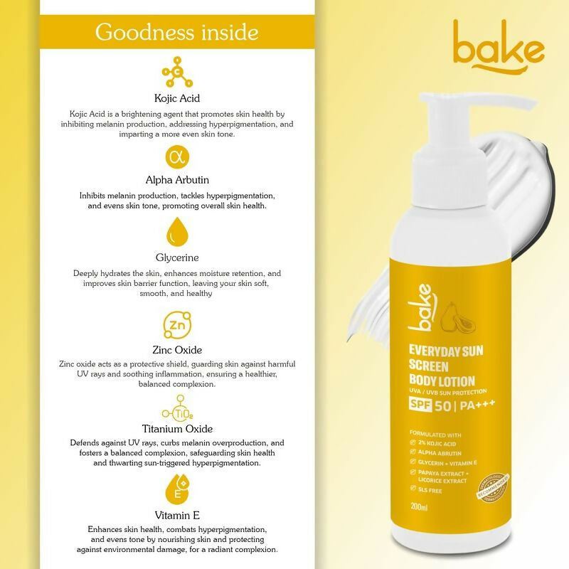 Bake Everyday Sunscreen Body Lotion SPF 50 PA+++  Grab2Buy Bake Grab2Buy