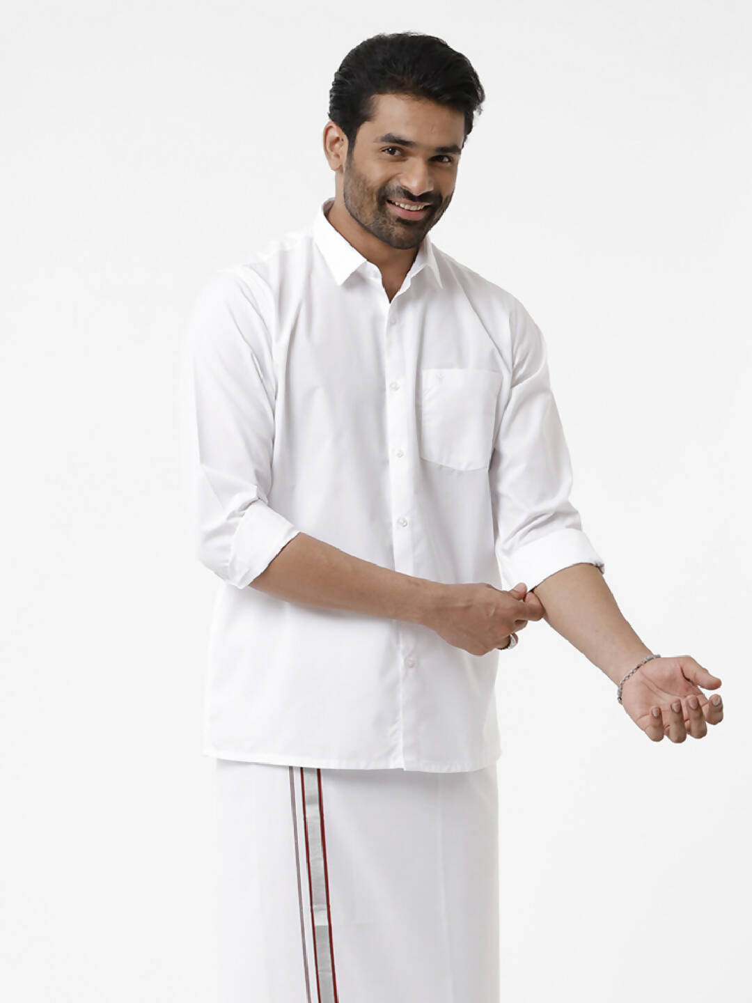 Ramraj Cotton Mens Full Sleeve White Shirt Plus Size - Samrat Cotton 