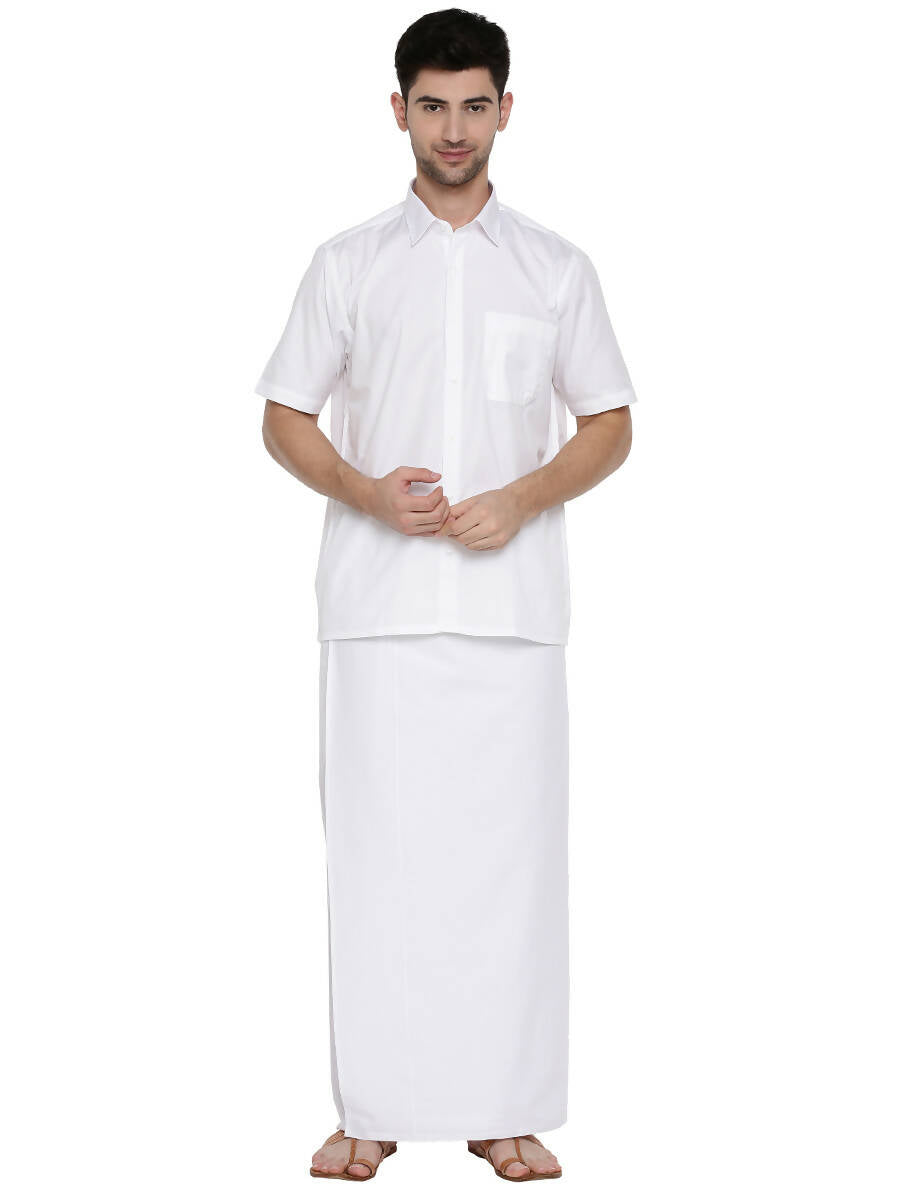 Ramraj Cotton Mens Half Sleeve Formal 100 % Cotton White Shirt 