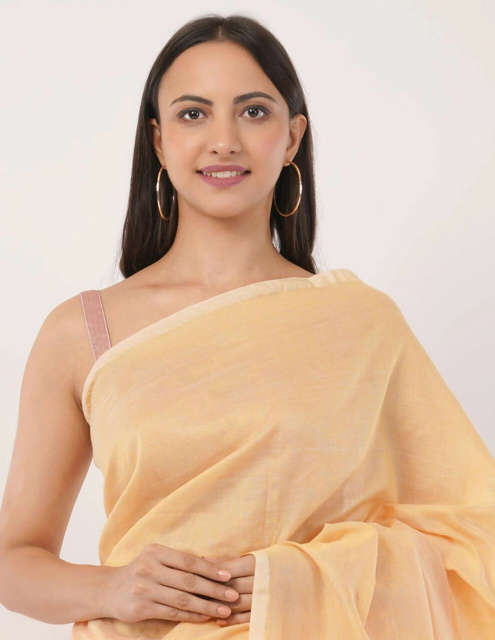 Exclusive Collection Beautiful Khadi Cotton Cream Light Orange Light Yellow Handloom Grab2Buy 