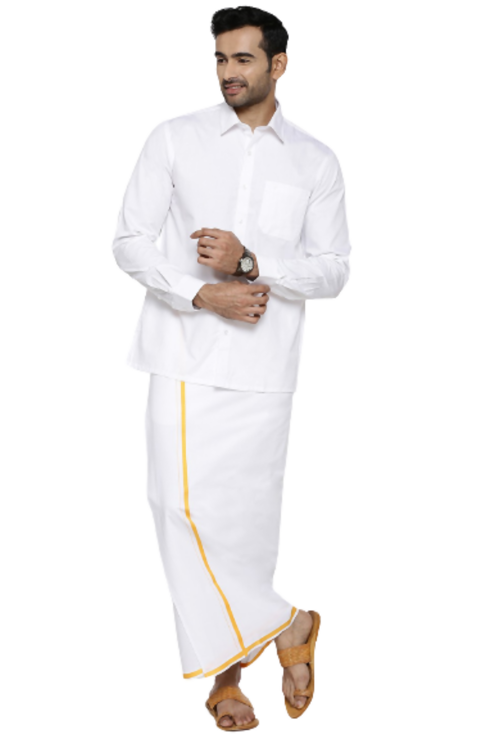 Ramraj Cotton Mens Full Sleeve Formal 100 % Cotton White Shirt 
