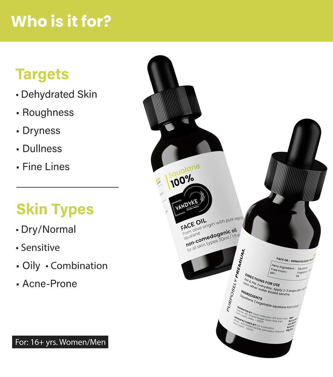 Vandyke Squalane 100% Face Oil  Grab2Buy Vandyke Grab2Buy