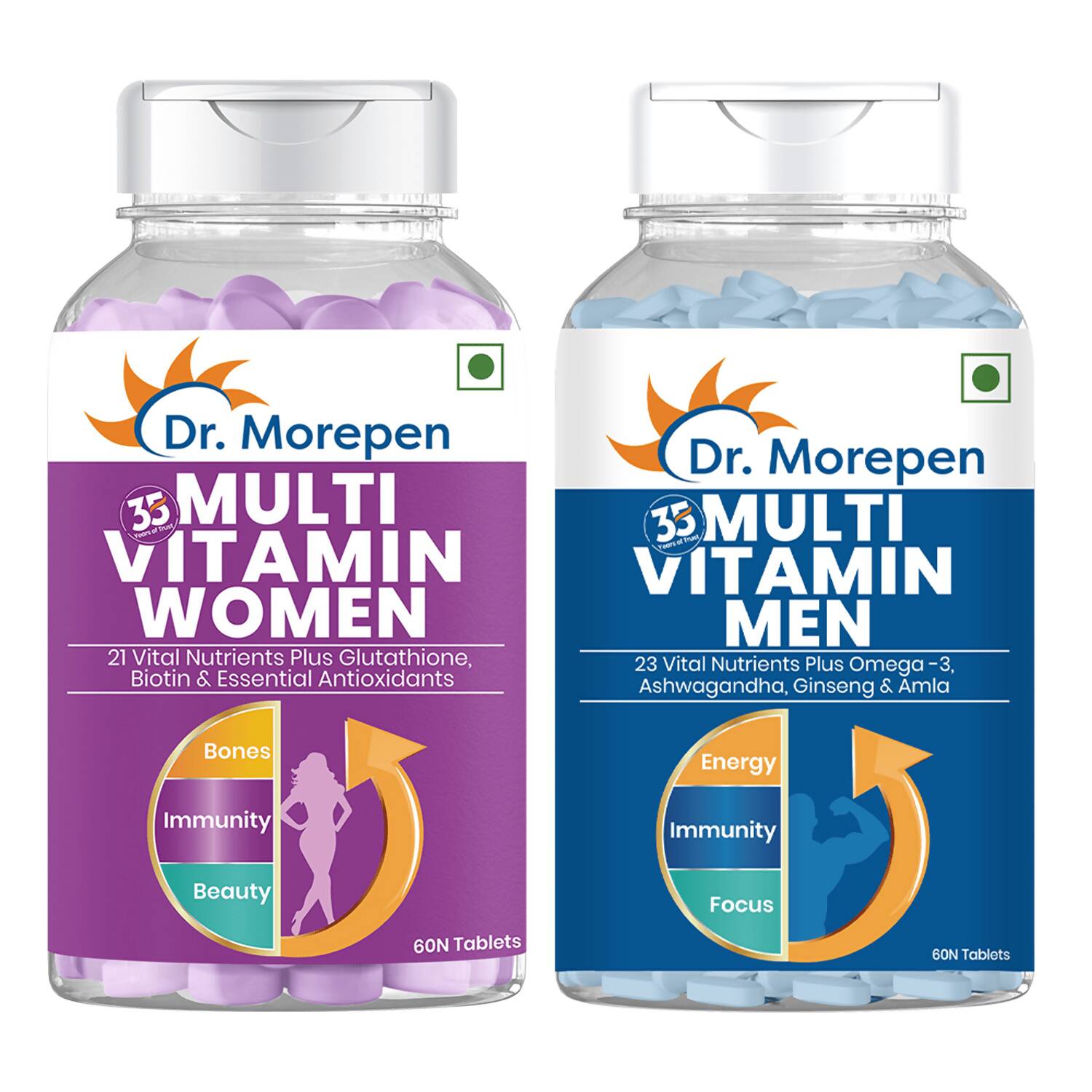 Dr. Morepen Multivitamin Men Tablets and Multivitamin Women Tablets Combo 